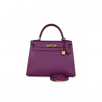 HERMÈS KELLY SELLIER 28 ANEMONE EPSOM GOLD HARDWARE (28*22*10cm) 